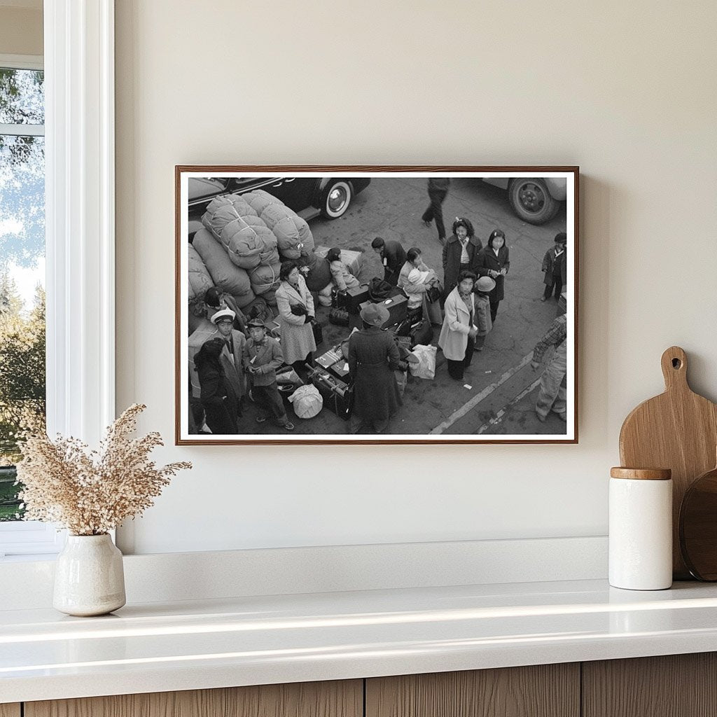 Japanese - Americans Await Transport at LA Train Station 1942 - Available at KNOWOL