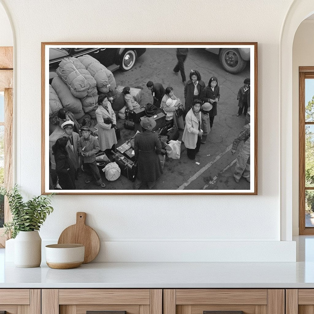 Japanese - Americans Await Transport at LA Train Station 1942 - Available at KNOWOL