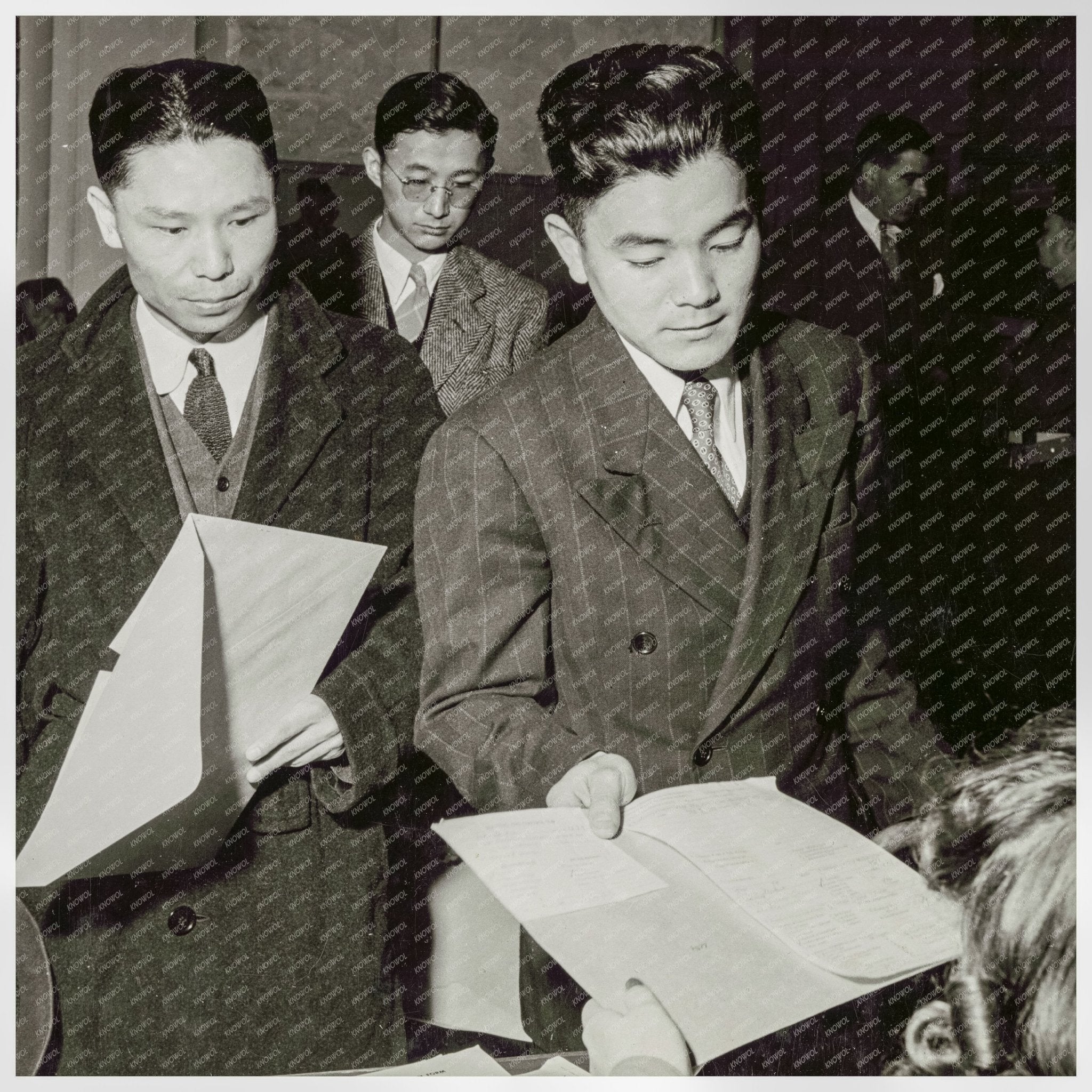 Japanese Americans Filing Forms in San Francisco 1942 - Available at KNOWOL