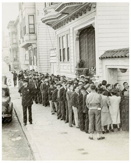 Japanese Americans Registering at Citizens League Auditorium San Francisco 1942 - Available at KNOWOL