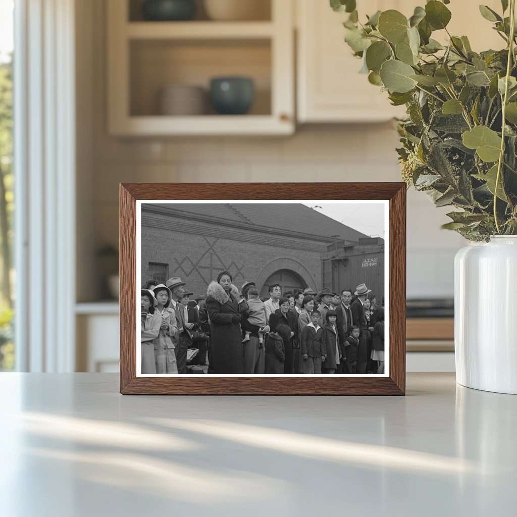 Japanese - Americans Waiting for Train Los Angeles 1942 - Available at KNOWOL