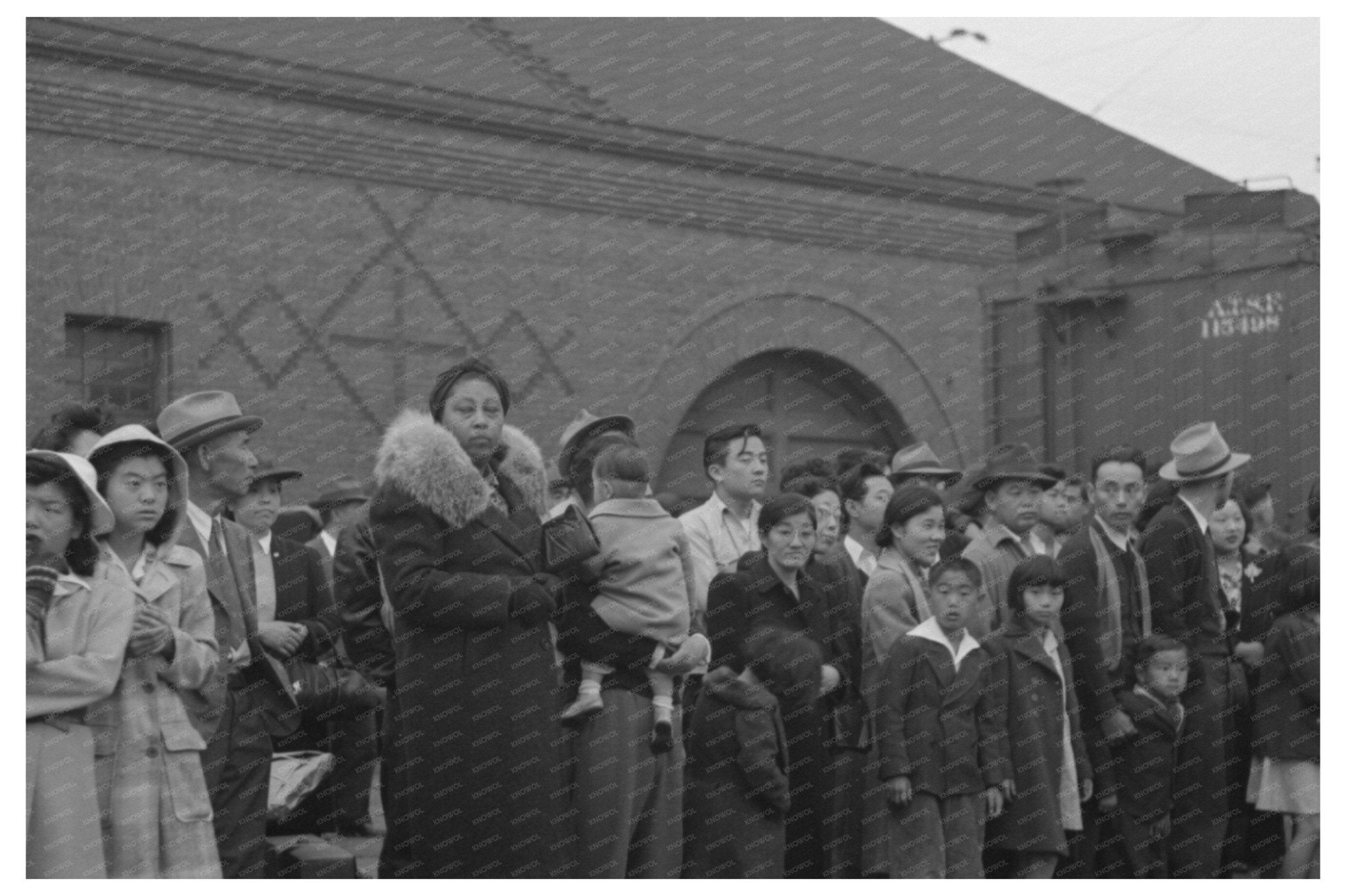 Japanese - Americans Waiting for Train Los Angeles 1942 - Available at KNOWOL