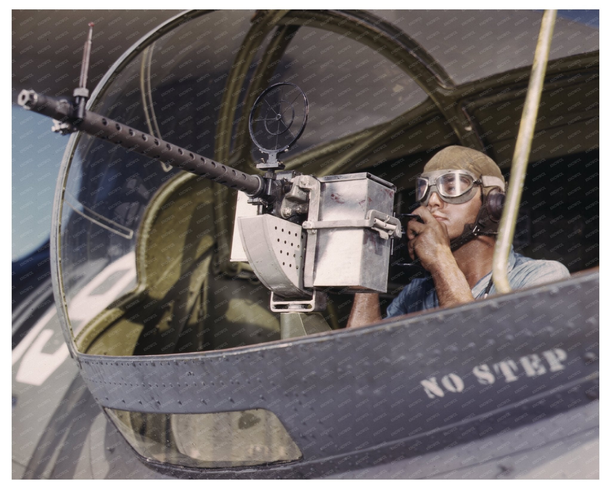 Jesse Rhodes Waller Operating 30 - Caliber Machine Gun 1942 - Available at KNOWOL