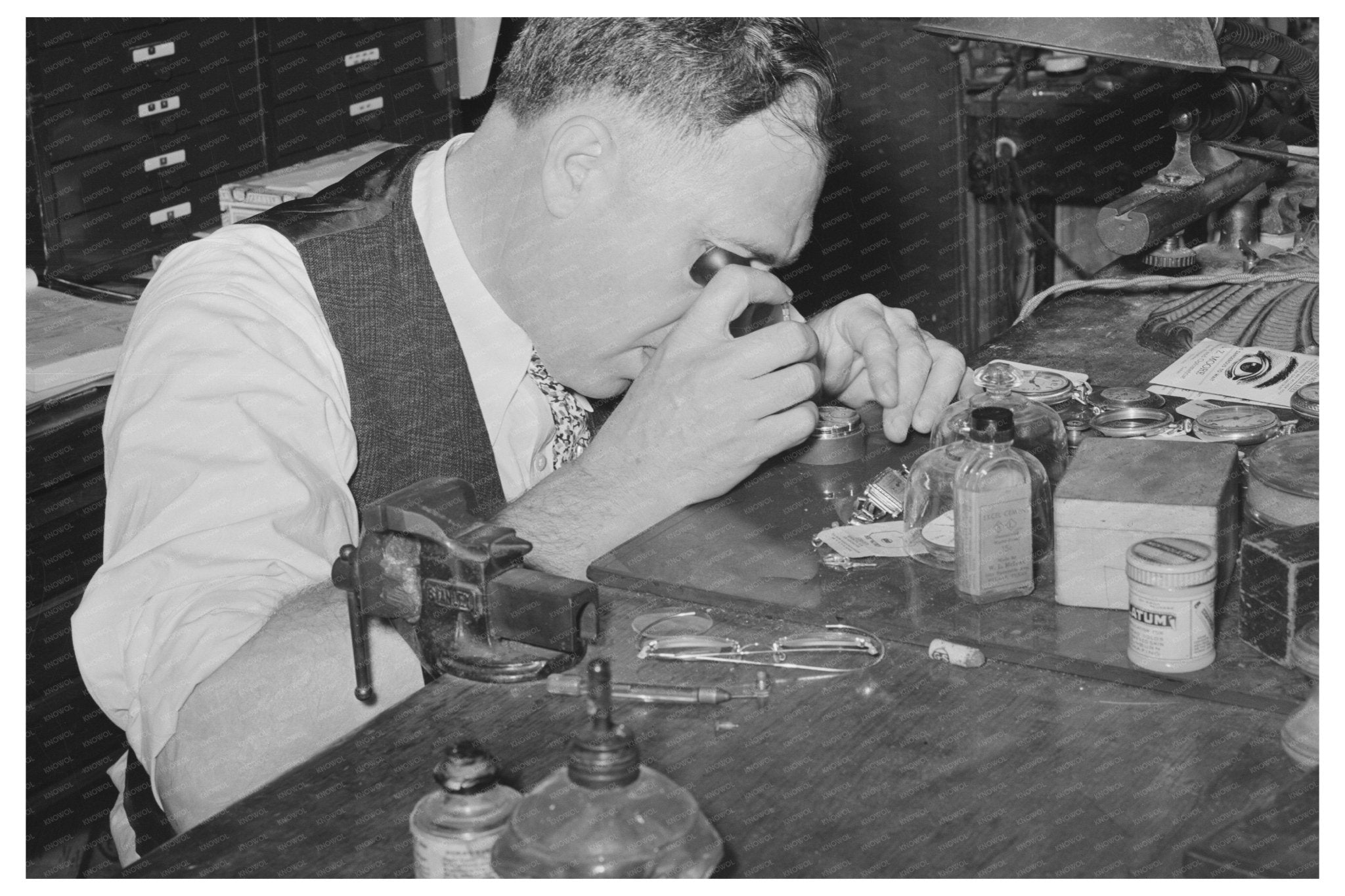 Jeweler Repairs Watch in San Augustine Texas April 1939 - Available at KNOWOL