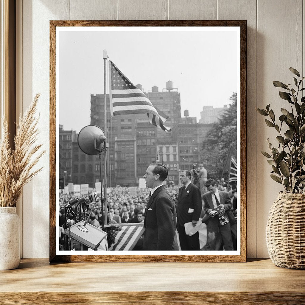 John Dudley at D - Day Rally Madison Square NYC 1944 - Available at KNOWOL