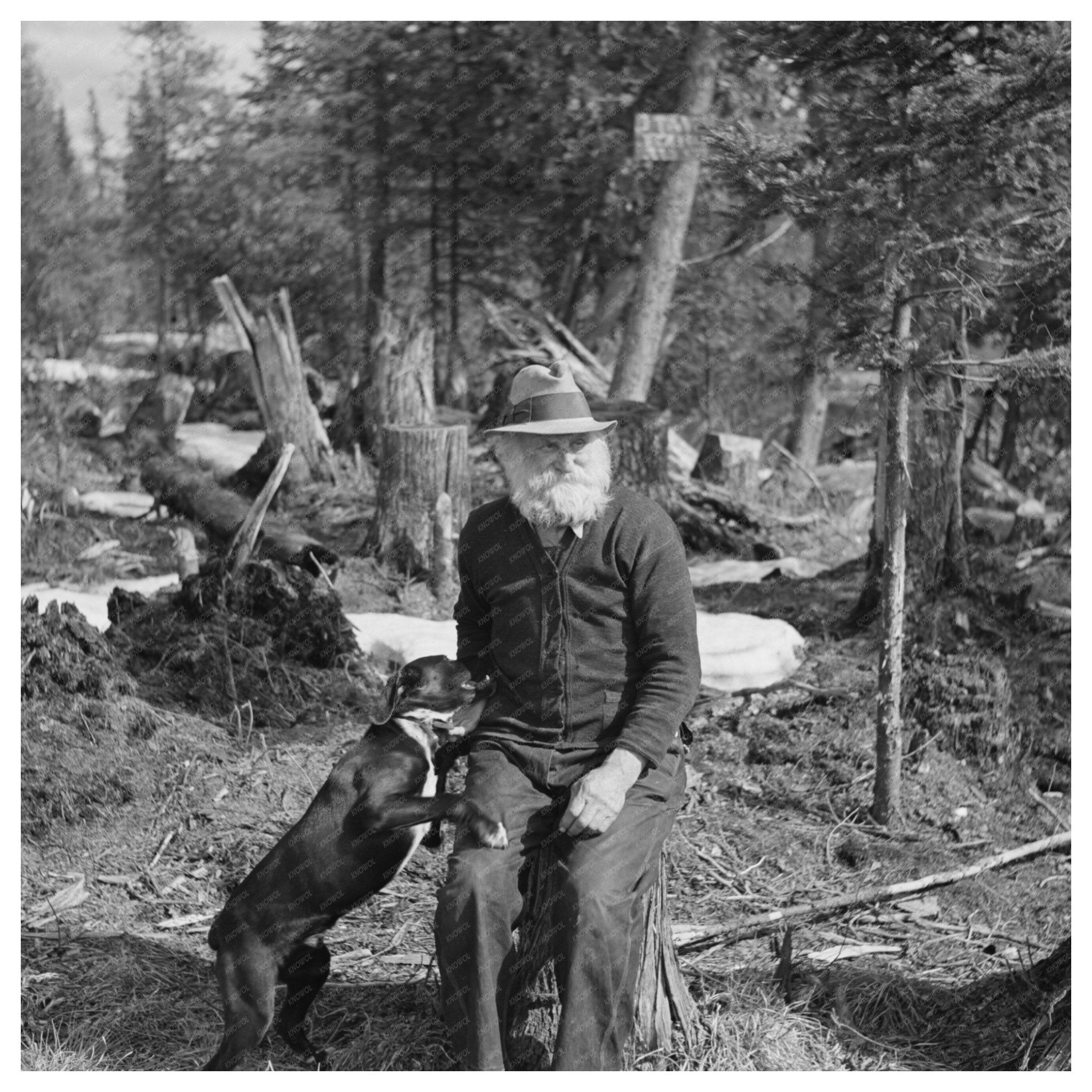 John Nygren and Dog Prince in Rural Michigan 1937 - Available at KNOWOL