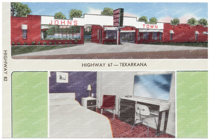 Johns Town Motel Postcard Texarkana Arkansas 1930 - 1945 - Available at KNOWOL