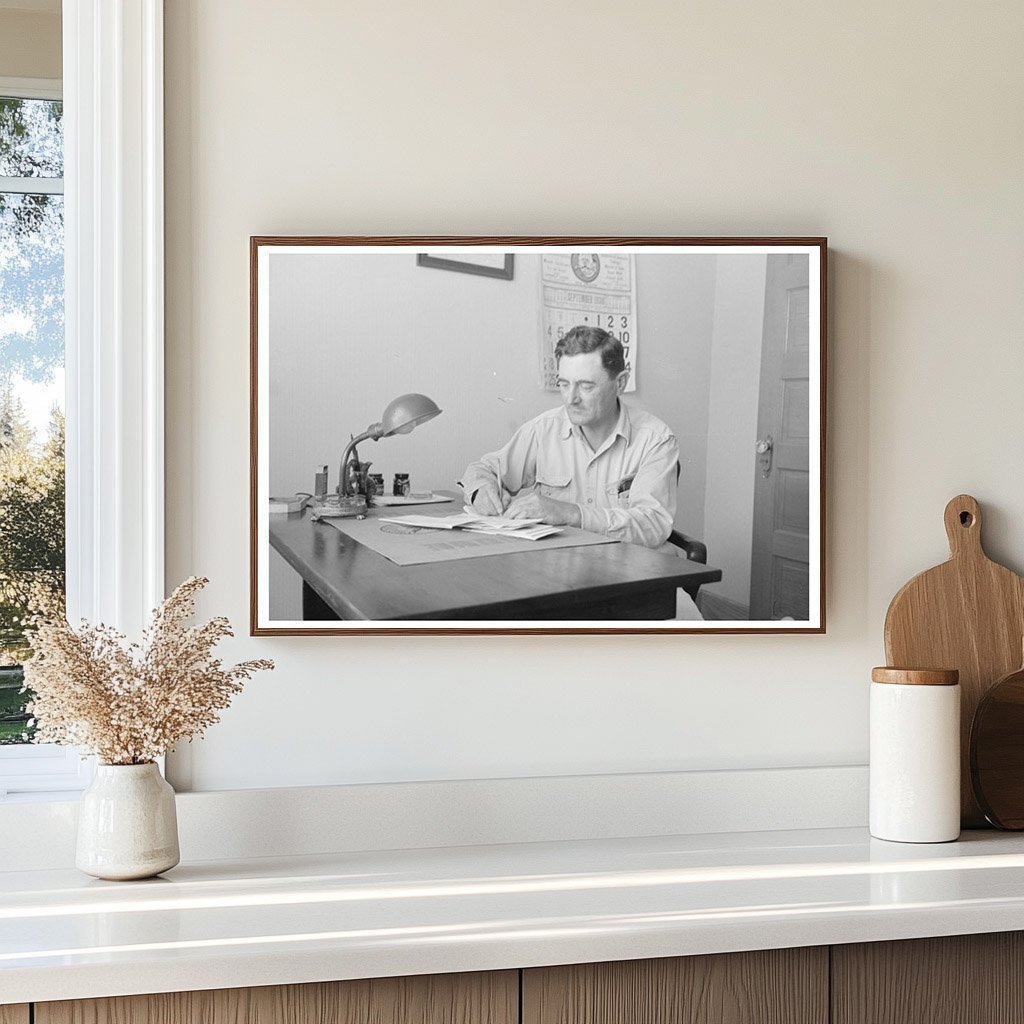 Joseph La Blanc Reading Mail at Desk Crowley Louisiana 1938 - Available at KNOWOL