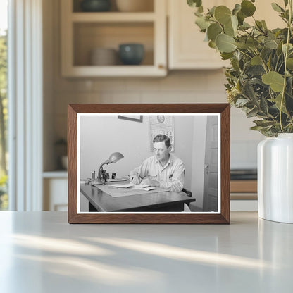 Joseph La Blanc Reading Mail at Desk Crowley Louisiana 1938 - Available at KNOWOL