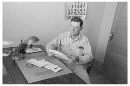 Joseph La Blanc Reading Mail at Office Desk Crowley 1938 - Available at KNOWOL