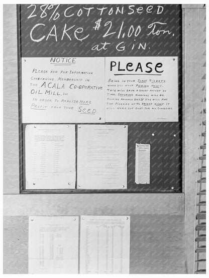 Kaweah Delta Co - operative Gin Bulletin Board 1938 - Available at KNOWOL