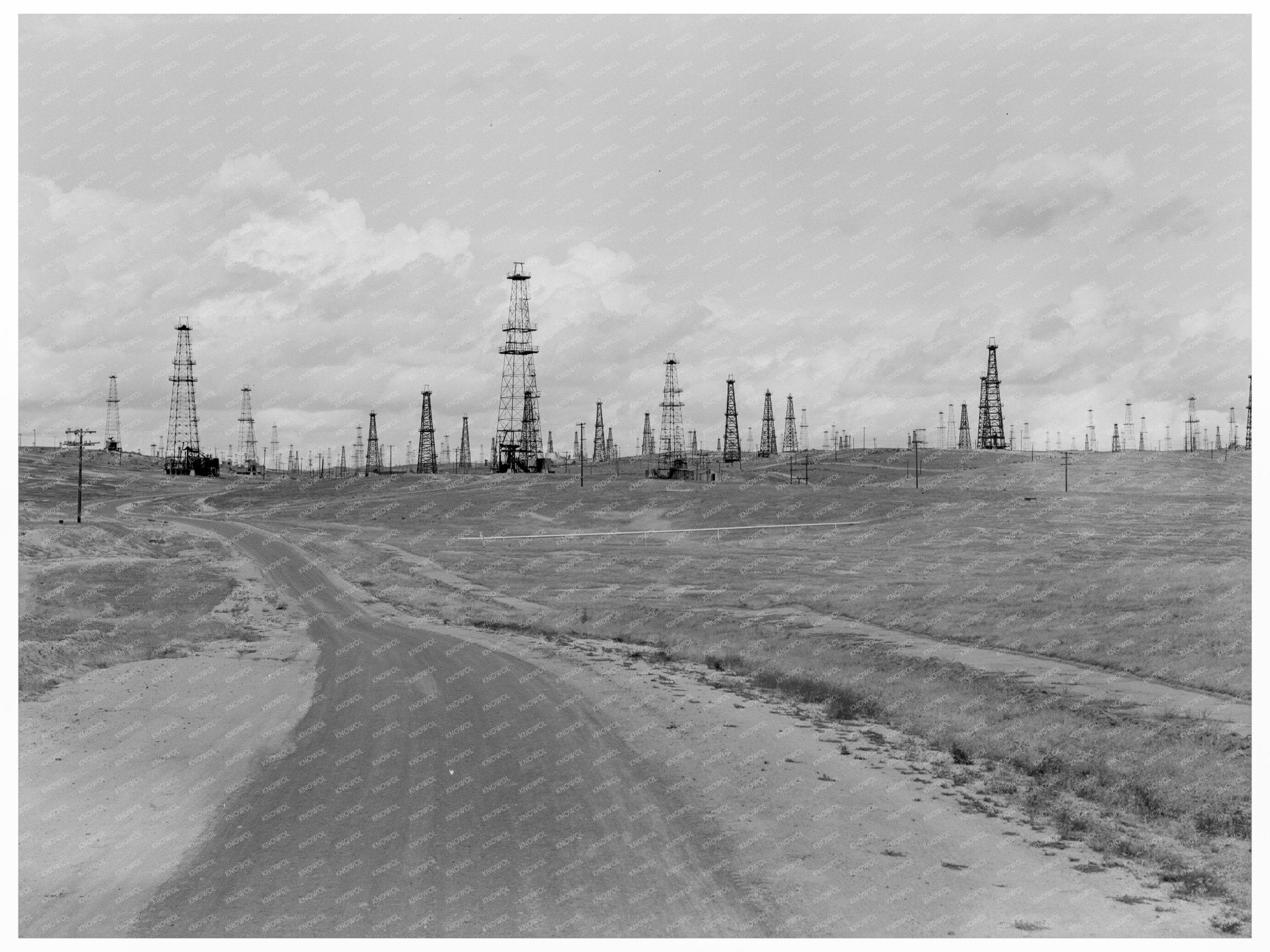 Kern County Oil Fields November 1938 Historical Photograph - Available at KNOWOL