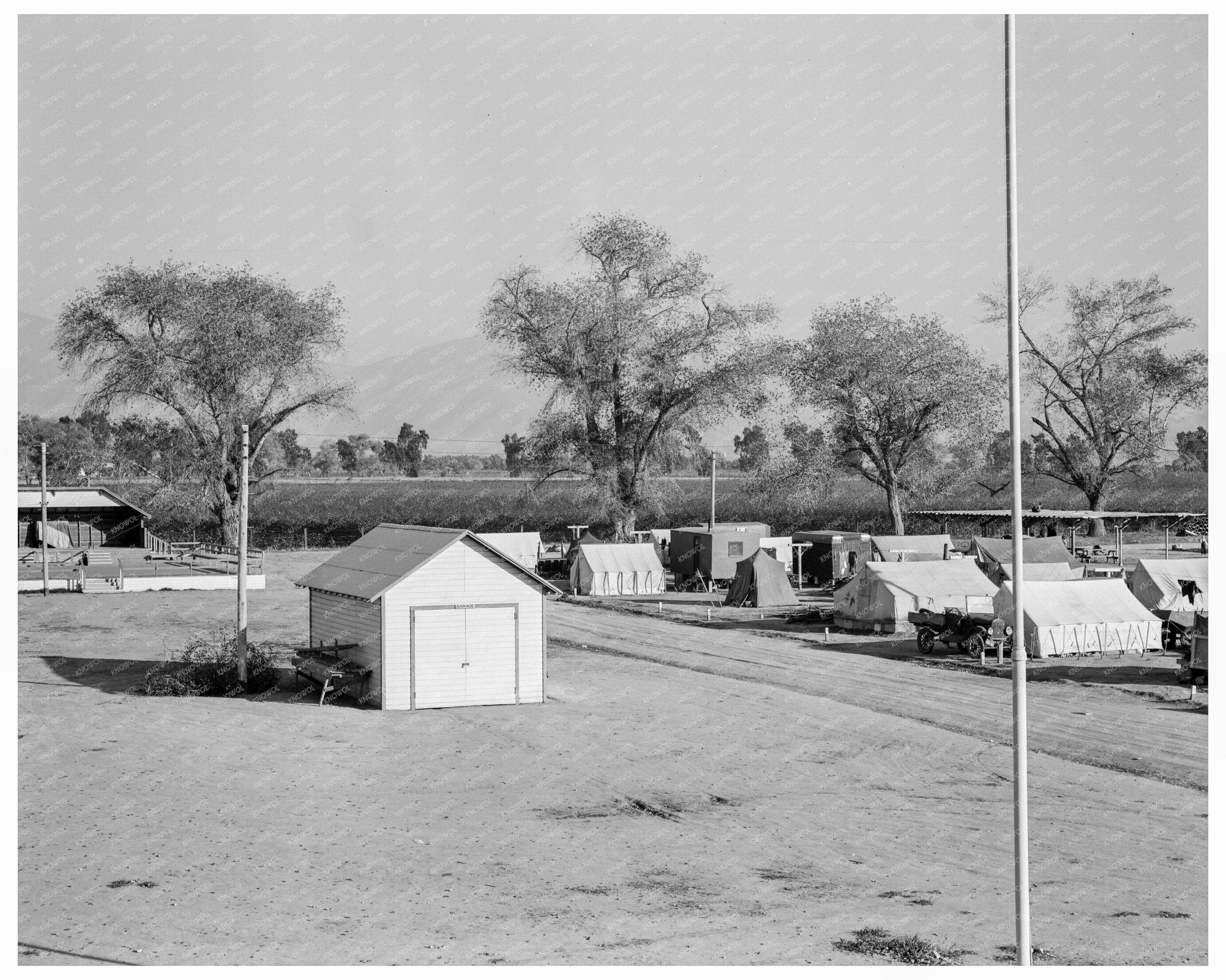 Kern Migrant Camp California 1936 Community Center Image - Available at KNOWOL