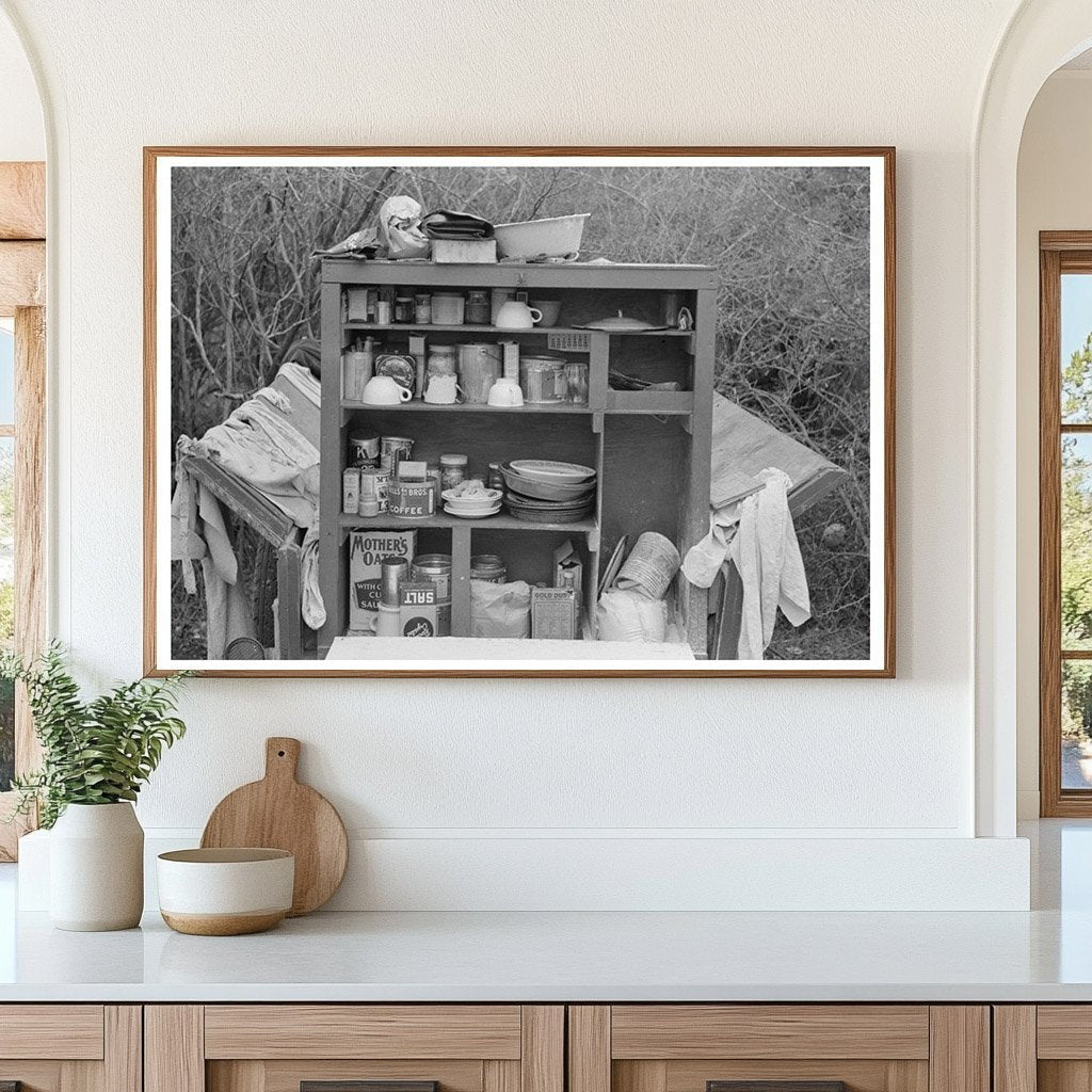 Kitchen Cabinet in Migrant Camp Texas February 1939 - Available at KNOWOL