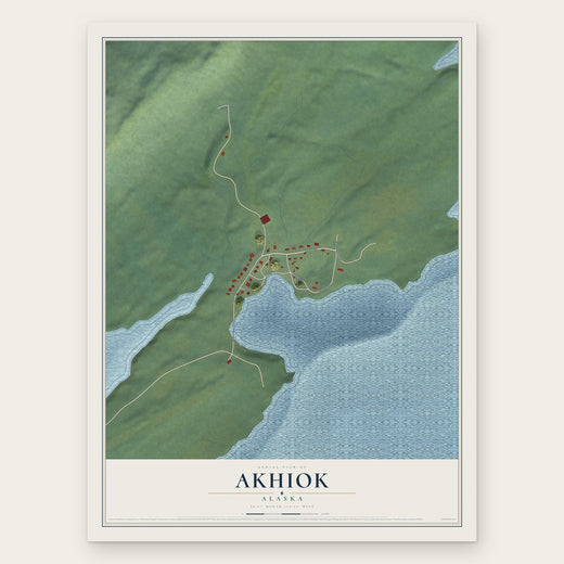 Akhiok, Alaska map print, the full design