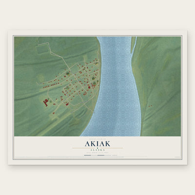 Akiak, Alaska map print, the full design