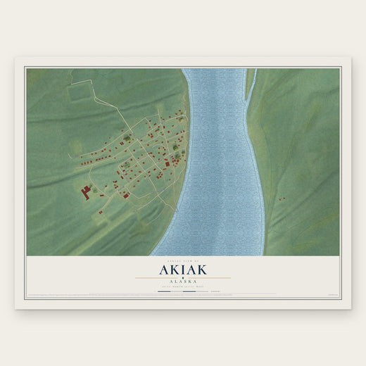 Akiak, Alaska map print, the full design