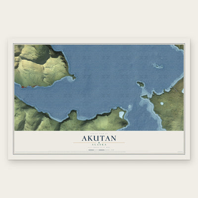Akutan, Alaska map print, the full design