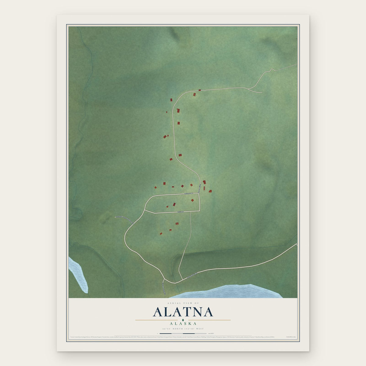 Alatna, Alaska map print, the full design