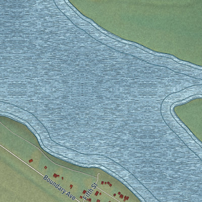 Close-up of the map of Aniak, Alaska print showing street and building detail