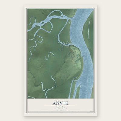 Anvik, Alaska map print, the full design