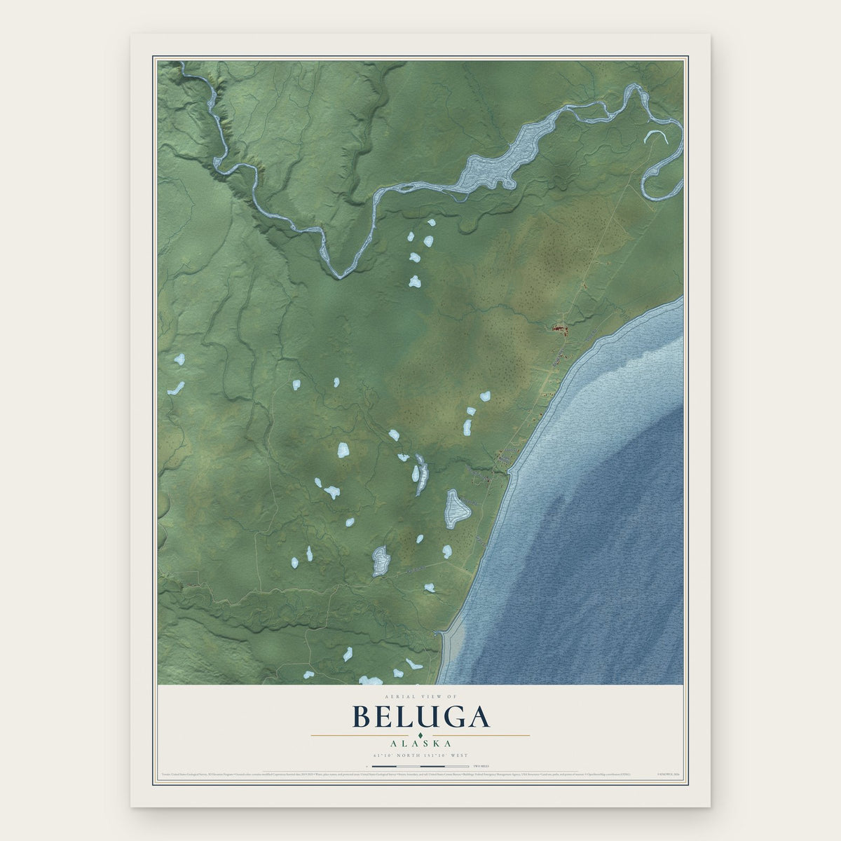 Beluga, Alaska map print, the full design