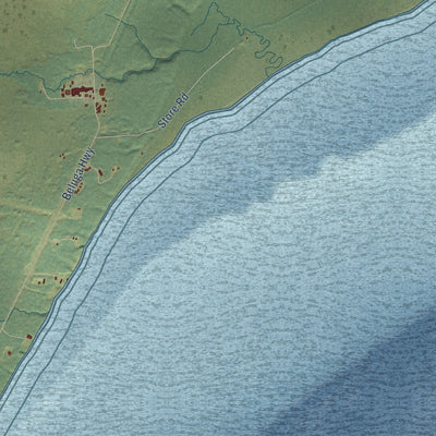 Close-up of the map of Beluga, Alaska print showing street and building detail