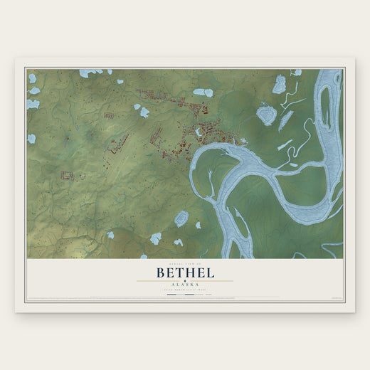 Bethel, Alaska map print, the full design