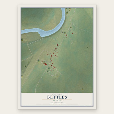 Bettles, Alaska map print, the full design