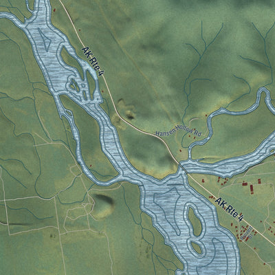 Close-up of the map of Big Delta, Alaska print showing street and building detail