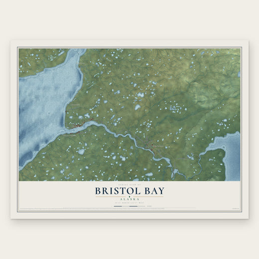 Bristol Bay, Alaska map print, the full design