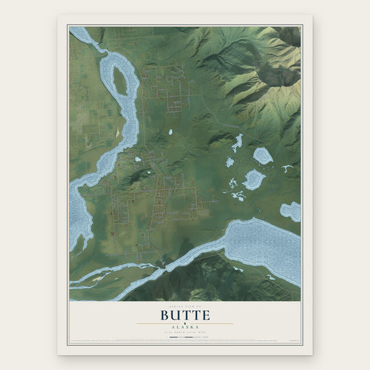 Butte, Alaska map print, the full design