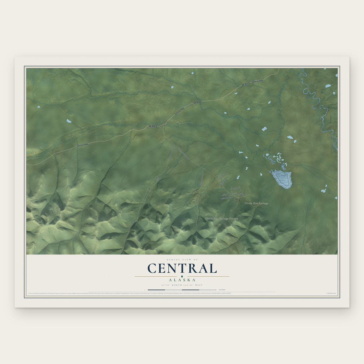 Central, Alaska map print, the full design