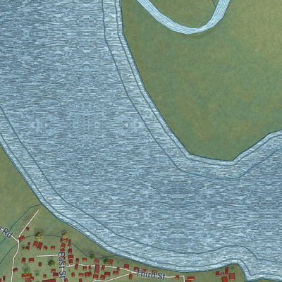 Close-up of the map of Chefornak, Alaska print showing street and building detail