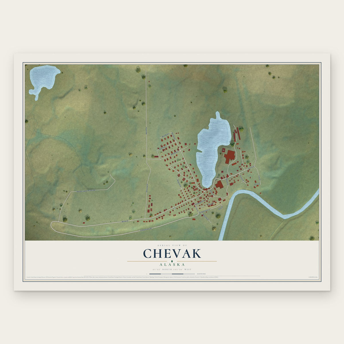 Chevak, Alaska map print, the full design