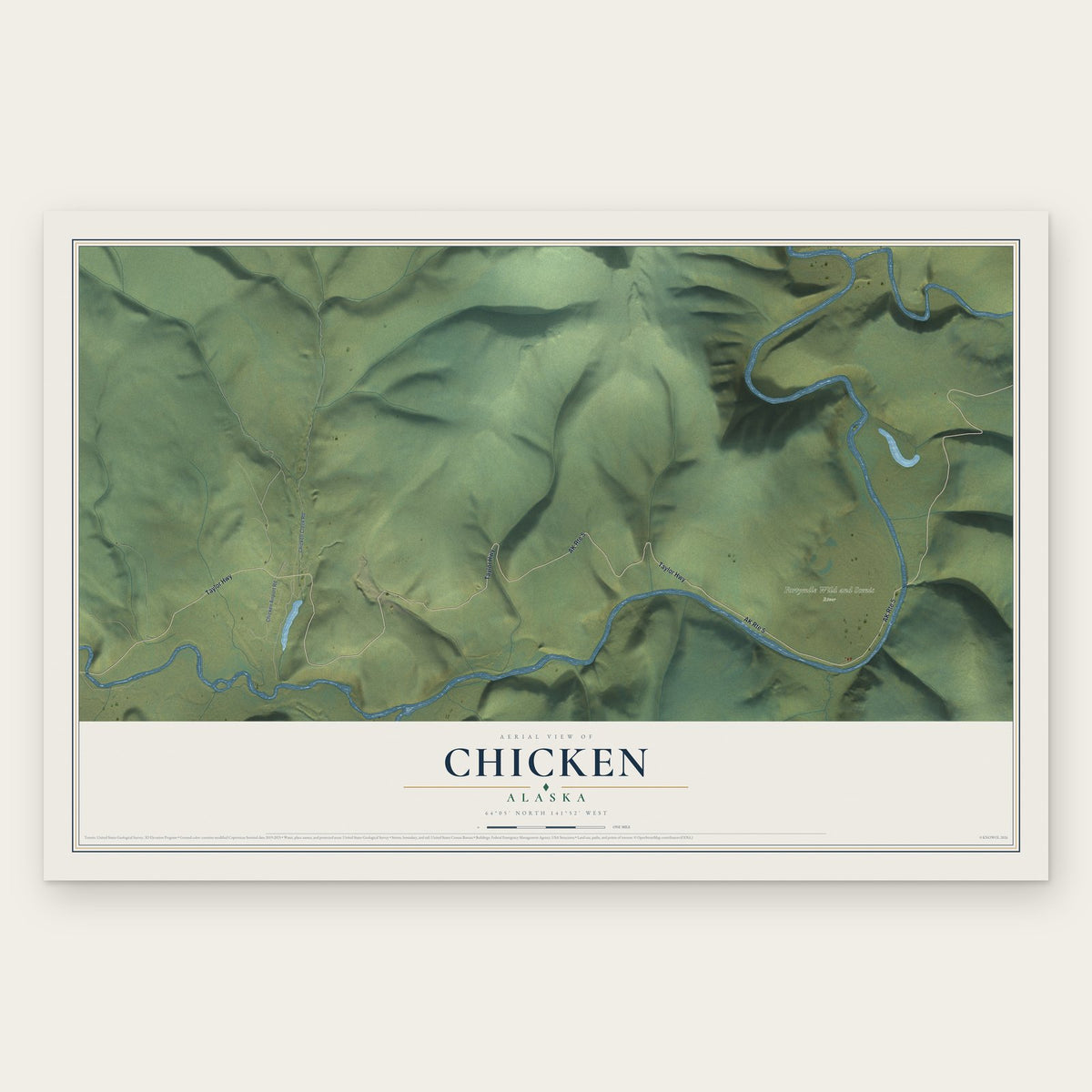 Chicken, Alaska map print, the full design