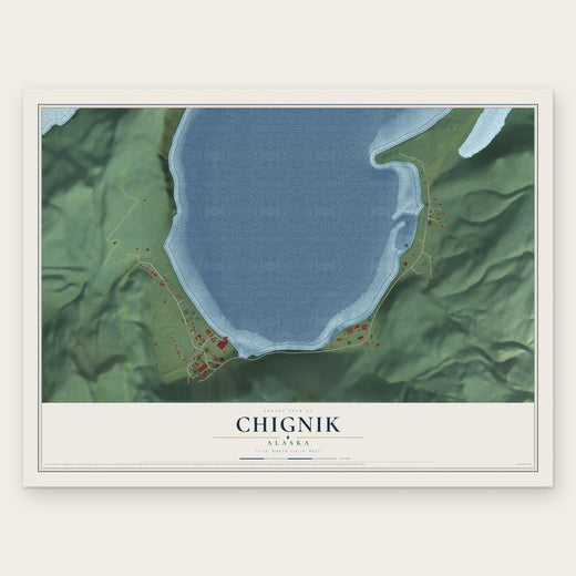 Chignik, Alaska map print, the full design