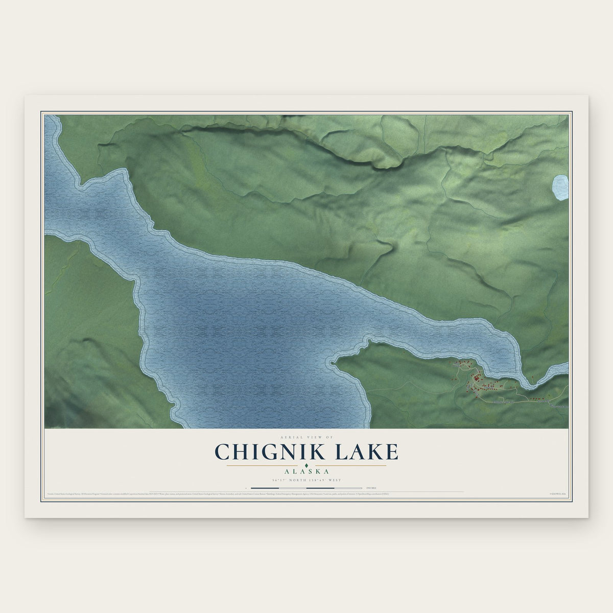 Chignik Lake, Alaska map print, the full design