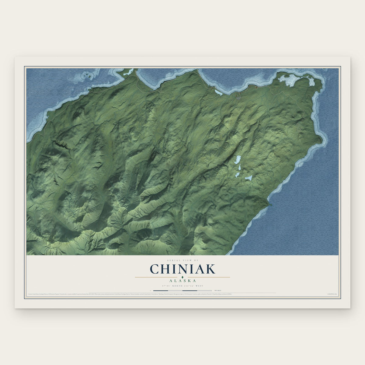 Chiniak, Alaska map print, the full design