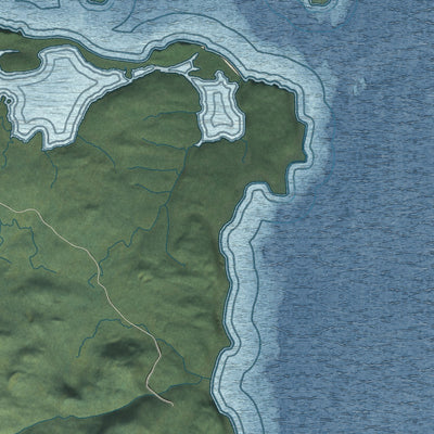 Close-up of the map of Chiniak, Alaska print showing street and building detail