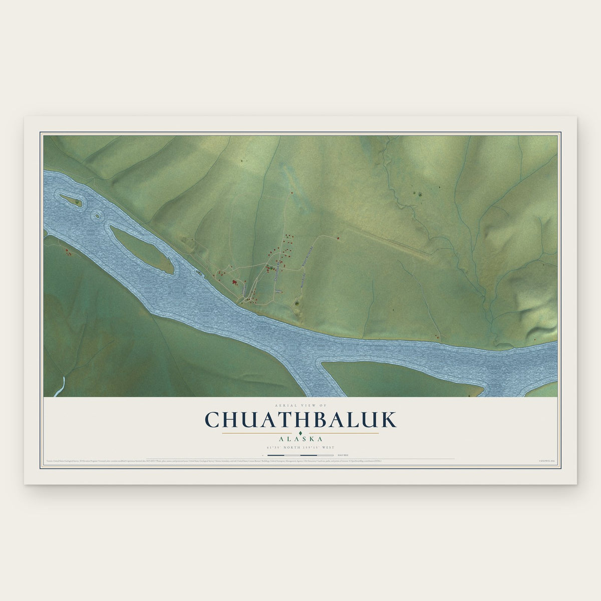 Chuathbaluk, Alaska map print, the full design