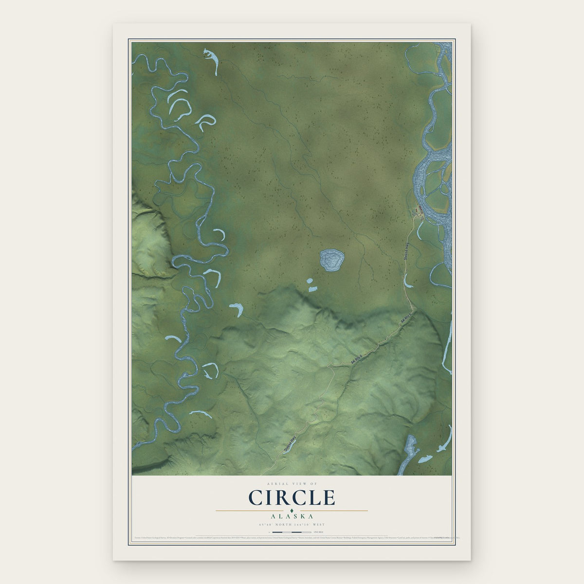 Circle, Alaska map print, the full design