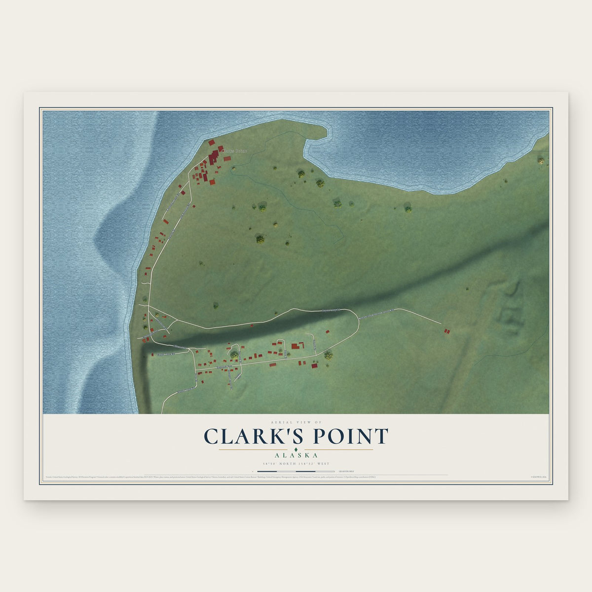 Clark's Point, Alaska map print, the full design