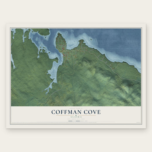 Coffman Cove, Alaska map print, the full design