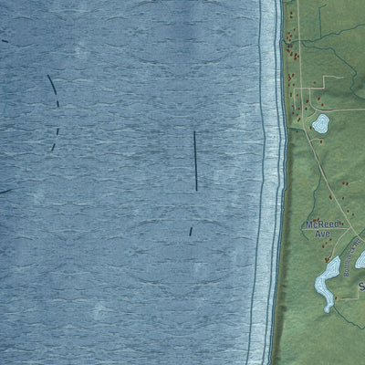 Close-up of the map of Cohoe, Alaska print showing street and building detail