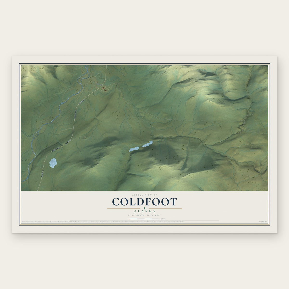 Coldfoot, Alaska map print, the full design