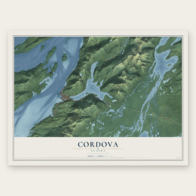 Cordova, Alaska map print, the full design