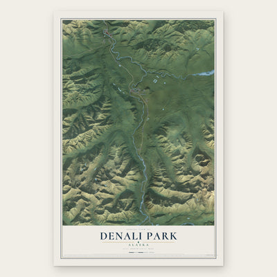 Denali Park, Alaska map print, the full design