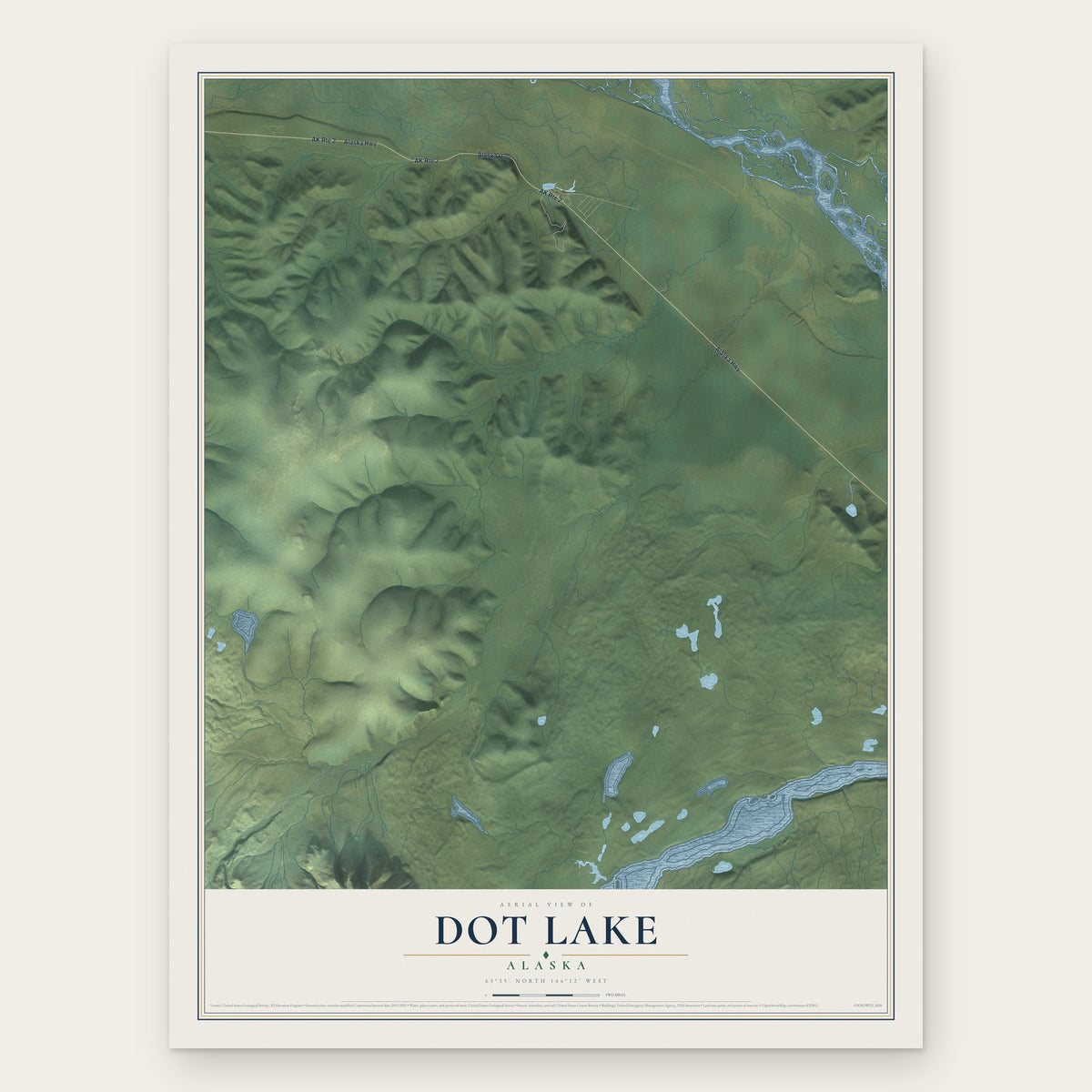 Dot Lake, Alaska map print, the full design