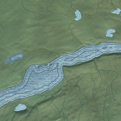 Close-up of the map of Dot Lake, Alaska print showing street and building detail